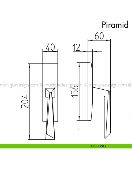 Maniglia per finestra cremonese Piramid Mandelli disegno