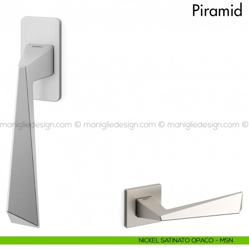 Maniglia per finestra martellina DK Piramid Mandelli nickel satinato opaco