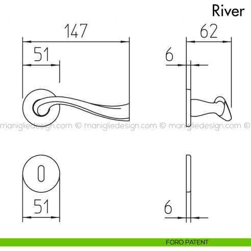 Maniglia per porta River Mandelli foro patent