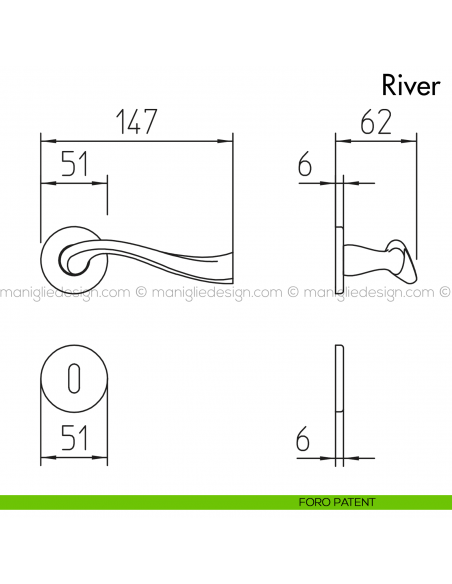 Maniglia per porta River Mandelli foro patent