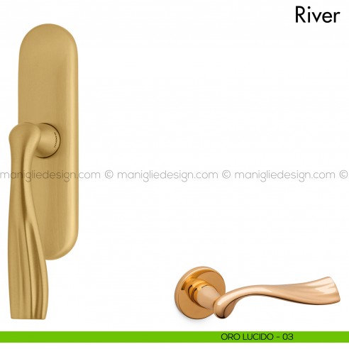 Maniglia per finestra cremonese River Mandelli oro