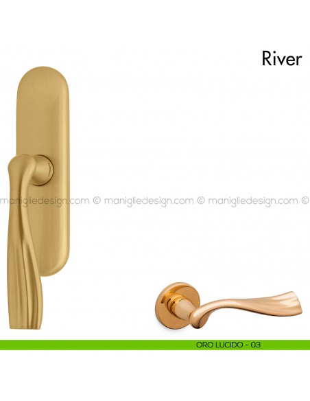 Maniglia per finestra cremonese River Mandelli oro