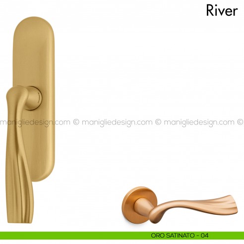 Maniglia per finestra cremonese River Mandelli oro satinato