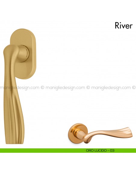 Maniglia per finestra martellina DK River Mandelli oro