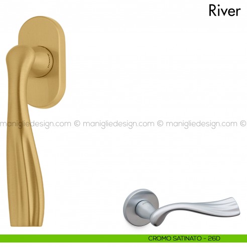 Maniglia per finestra martellina DK River Mandelli cromo satinato