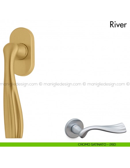 Maniglia per finestra martellina DK River Mandelli cromo satinato