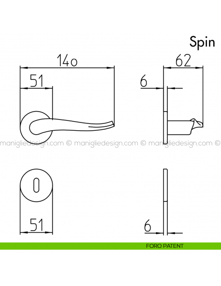 Maniglia per porta Spin Mandelli foro patent