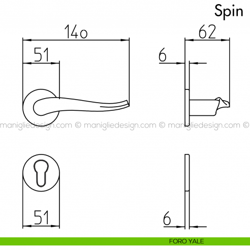 Maniglia per porta Spin Mandelli foro yale