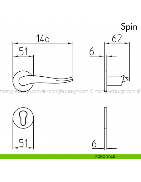 Maniglia per porta Spin Mandelli foro yale