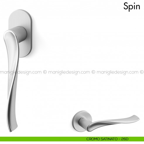 Maniglia per finestra martellina DK Spin Mandelli cromo satinato