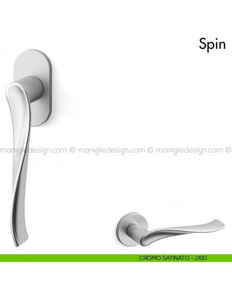 Maniglia per finestra martellina DK Spin Mandelli cromo satinato