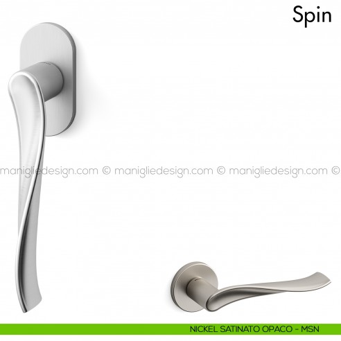 Maniglia per finestra martellina DK Spin Mandelli nickel satinato opaco
