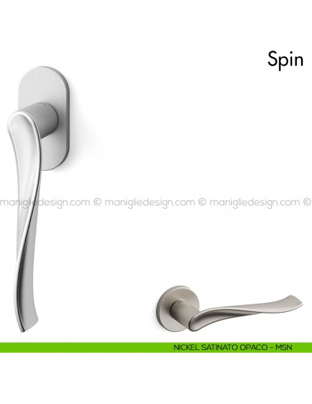 Maniglia per finestra martellina DK Spin Mandelli nickel satinato opaco