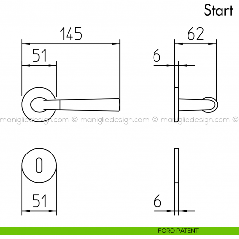 Maniglia per porta Start Mandelli foro patent