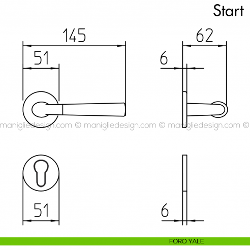 Maniglia per porta Start Mandelli foro yale