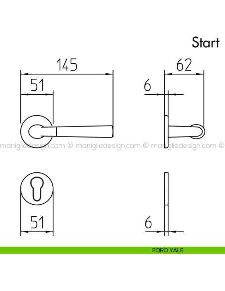 Maniglia per porta Start Mandelli foro yale