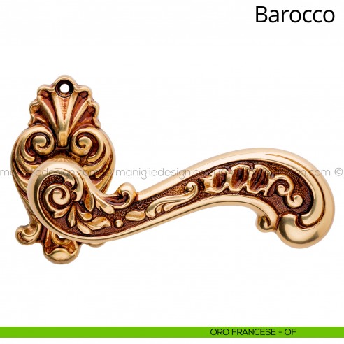 Maniglia per porta interna Barocco Linea Calì rosetta ovale oro francese