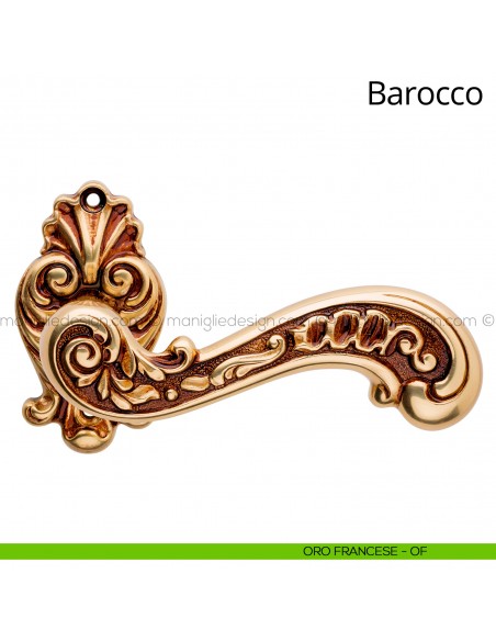 Maniglia per porta interna Barocco Linea Calì rosetta ovale oro francese