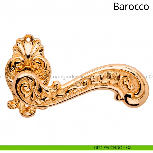 Maniglia per porta interna Barocco Linea Calì rosetta ovale oro zecchino
