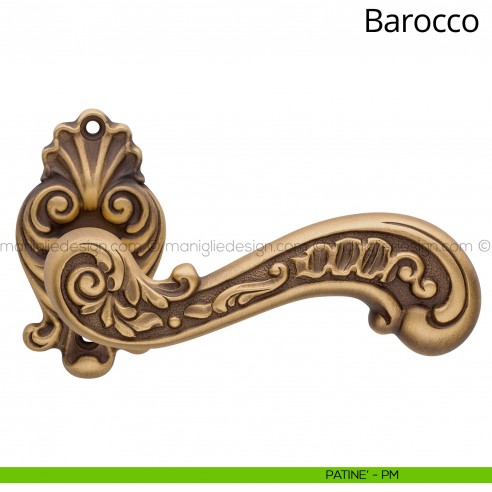 Maniglia per porta interna Barocco Linea Calì rosetta ovale patinè