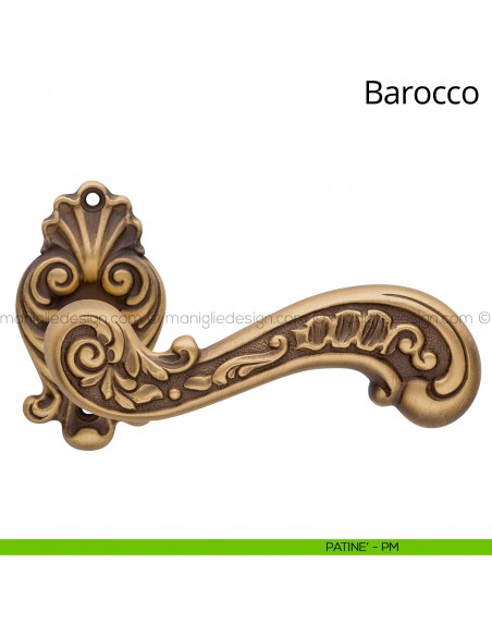 Maniglia per porta interna Barocco Linea Calì rosetta ovale patinè
