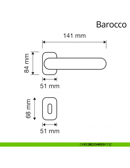 Maniglia per porta interna Barocco Linea Calì rosetta ovale foro patent