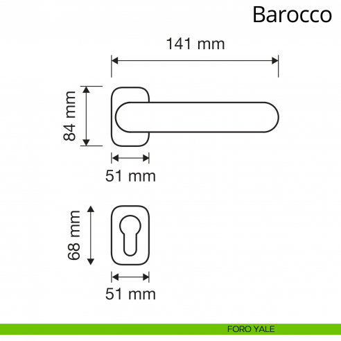 Maniglia per porta interna Barocco Linea Calì rosetta ovale foro yale
