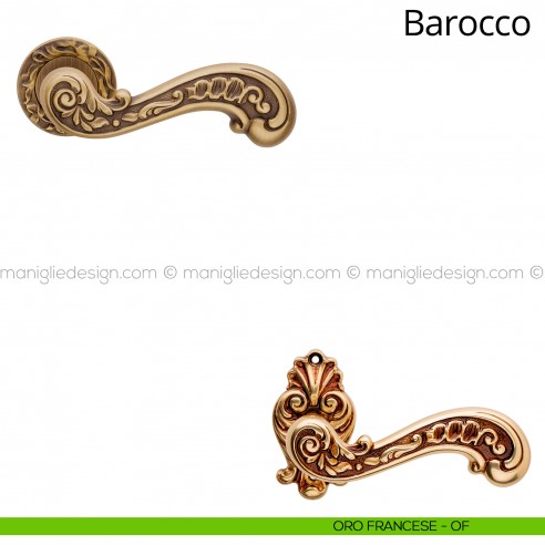 Maniglia per porta interna Barocco Linea Calì rosetta tonda oro francese