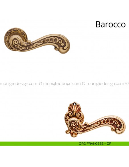 Maniglia per porta interna Barocco Linea Calì rosetta tonda oro francese