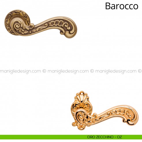 Maniglia per porta interna Barocco Linea Calì rosetta tonda oro zecchino
