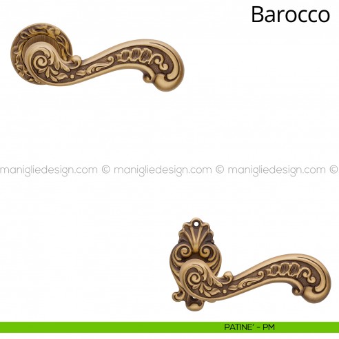 Maniglia per porta interna Barocco Linea Calì rosetta tonda patinè