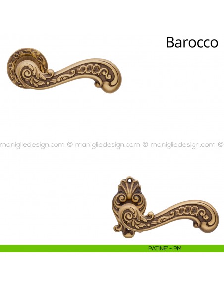 Maniglia per porta interna Barocco Linea Calì rosetta tonda patinè