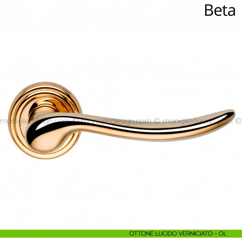 Maniglia per porta interna Beta Linea Calì ottone lucido verniciato