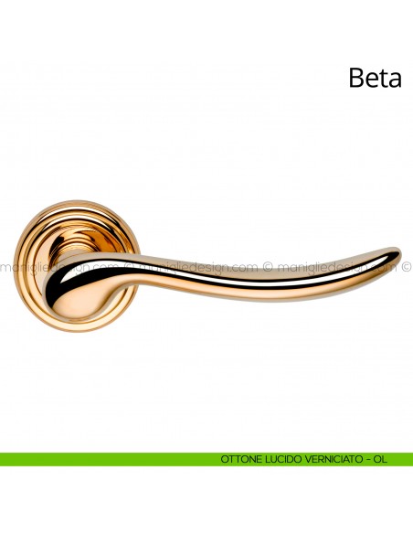 Maniglia per porta interna Beta Linea Calì ottone lucido verniciato