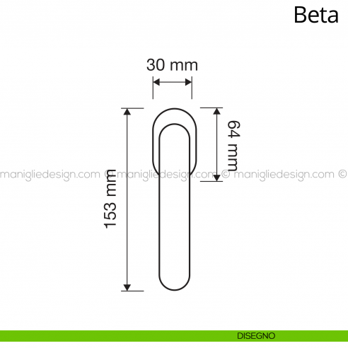 Maniglia per finestra martellina DK Beta Linea Calì disegno