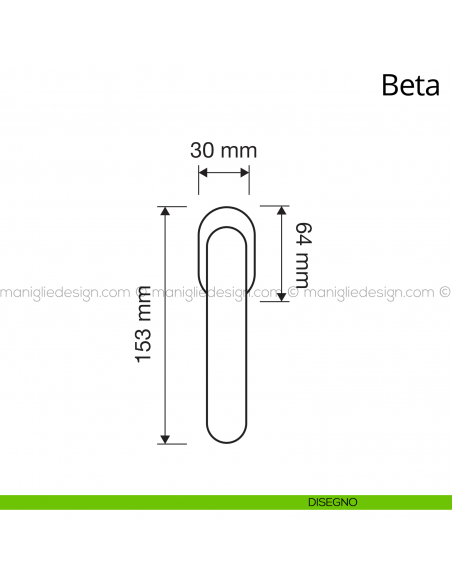 Maniglia per finestra martellina DK Beta Linea Calì disegno