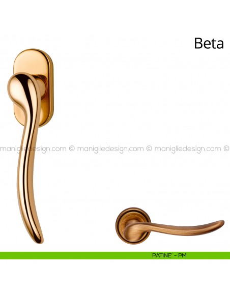 Maniglia per finestra martellina DK Beta Linea Calì patinè