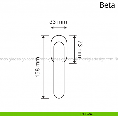 Maniglia per finestra martellina DK antintrusione Beta Linea Calì disegno