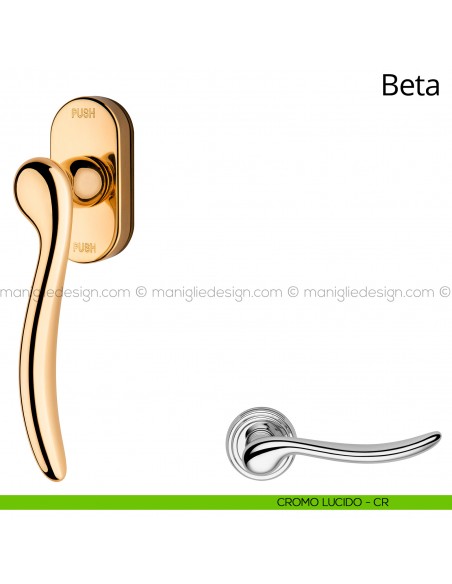 Maniglia per finestra martellina DK antintrusione Beta Linea Calì cromo lucido