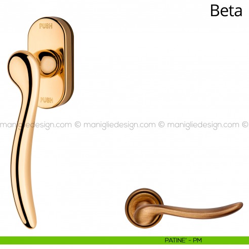 Maniglia per finestra martellina DK antintrusione Beta Linea Calì patinè