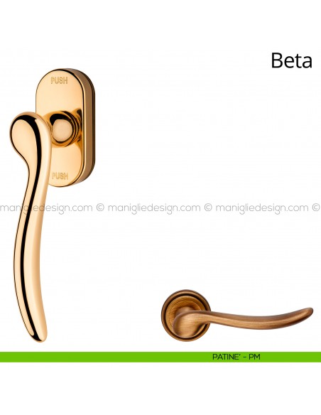 Maniglia per finestra martellina DK antintrusione Beta Linea Calì patinè