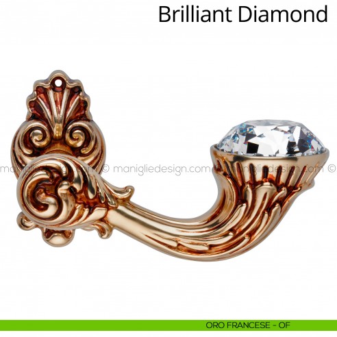 Maniglia Swarovski per porta Brilliant Diamond Linea Calì rosetta ovale oro francese