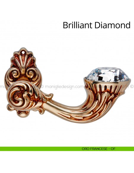 Maniglia Swarovski per porta Brilliant Diamond Linea Calì rosetta ovale oro francese
