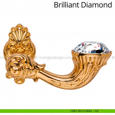 Maniglia Swarovski per porta Brilliant Diamond Linea Calì rosetta ovale oro zecchino