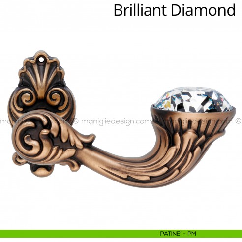 Maniglia Swarovski per porta Brilliant Diamond Linea Calì rosetta ovale patinè