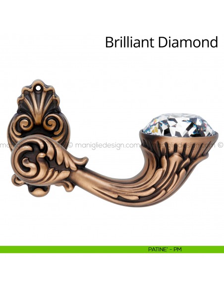 Maniglia Swarovski per porta Brilliant Diamond Linea Calì rosetta ovale patinè