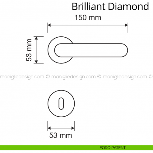 Maniglia Swarovski per porta Brilliant Diamond Linea Calì rosetta tonda foro patent