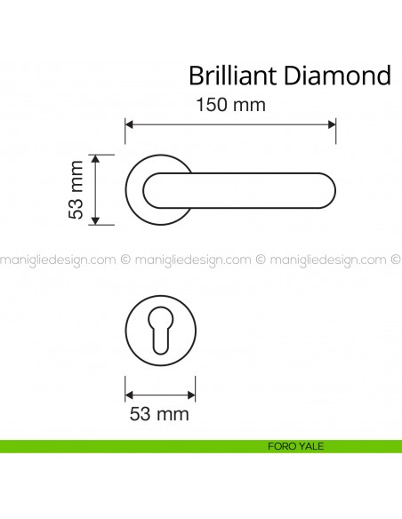 Maniglia Swarovski per porta Brilliant Diamond Linea Calì rosetta tonda foro yale