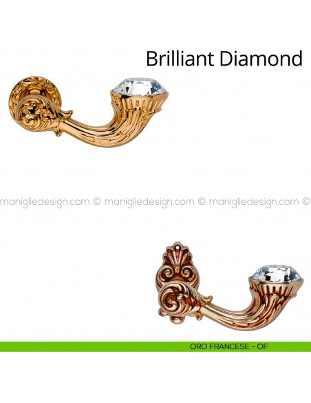 Maniglia Swarovski per porta Brilliant Diamond Linea Calì rosetta tonda oro francese