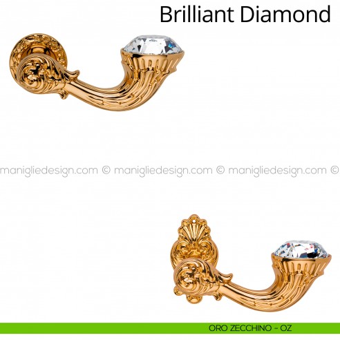 Maniglia Swarovski per porta Brilliant Diamond Linea Calì rosetta tonda oro zecchino